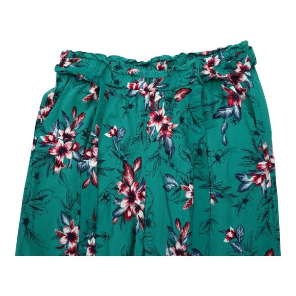 Candie's Pants Womens Size S Green Floral Loose Leg Cropped Fit 100% Rayon - Picture 3 of 5